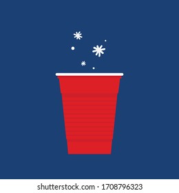 Red beer cup vector. symbol . free space for text. wallpaper. copy space.