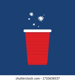 Red beer cup vector. symbol . free space for text. wallpaper. copy space.