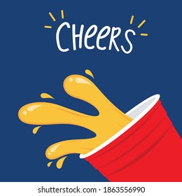 Red beer cup. Cup vector. symbol. free space for text. wallpaper.