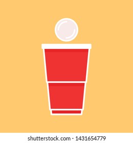 Red beer cup vector. wallpaper. free space for text. beer pong.