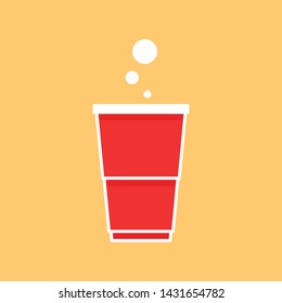 Red beer cup vector. wallpaper. free space for text. beer pong.