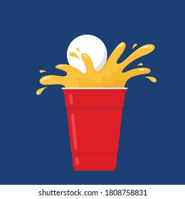 Red beer cup. Cup vector.  wallpaper. Vector Illustration of Beer Pong shot with Pingpong ball.