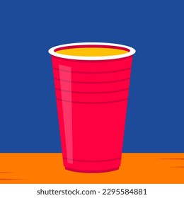 Red beer cup. Cup vector.  wallpaper. Vector Illustration of Beer Pong shot with Pingpong ball.