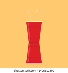 Red beer cup. wallpaper. free space for text. symbol.