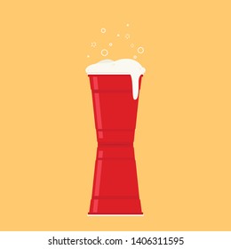 Red beer cup. wallpaper. free space for text. symbol.