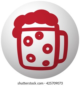 Red Beer icon on white ball