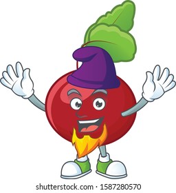 Red beet greens mascot cartoon style as an Elf