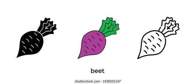 Red beet icon design. Red beetroot set in silhouette, colorful and linear. Food icon line vector illustration isolated on a clean background for your web mobile application logo design. Modern line.