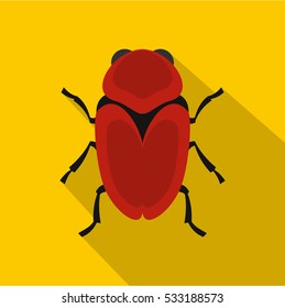 Red beetle icon. Flat illustration of red beetle vector icon for web