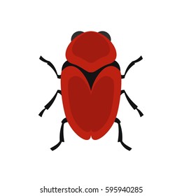 Red beetle icon in flat style isolated on white background vector illustration
