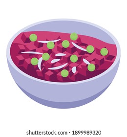 Red beetroot salad icon. Isometric of red beetroot salad vector icon for web design isolated on white background