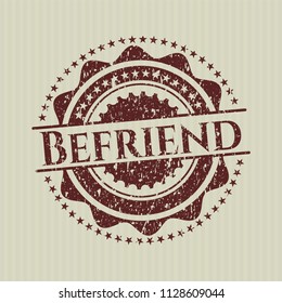Red Befriend distressed grunge stamp