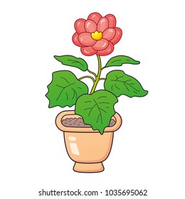 Red begonia flower in a flowerpot vector isolated