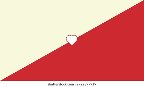 Fondo rojo y beige con un símbolo de corazón blanco
