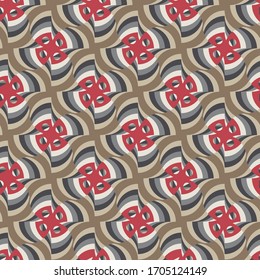 red, beige, brown, gray abstract shapes with smooth edges are arranged in a certain order and form a motley seamless pattern. vector
