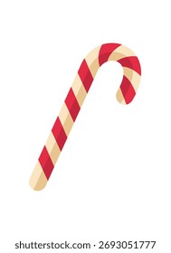 Bastón de caramelo rojo y beige con rayas diagonales — Navidades Treat Icon
