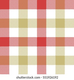 Red beige check plaid seamless pattern. Vector illustration. EPS 10
