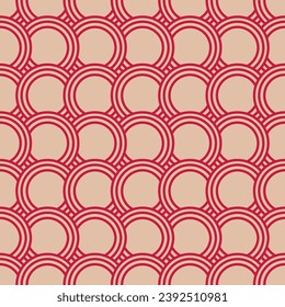 Geometría del círculo rojo y pekinés Ilustración del vector de patrón sin soldadura