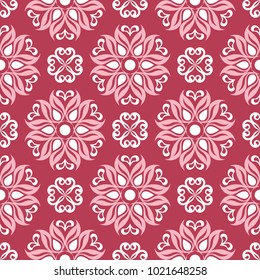 Red and beige floral background. Colored seamless pattern for wallpapers, textile and fabrics