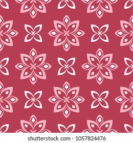 Red and beige floral background. Colored seamless pattern for wallpapers, textile and fabrics