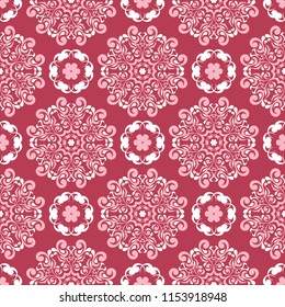 Red and beige floral background. Colored seamless pattern for wallpapers, textile and fabrics