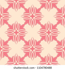 Red and beige floral ornament. Seamless pattern for textile and wallpapers