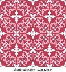 Red and beige floral seamless pattern. Pale red colored background for wallpapers and textile