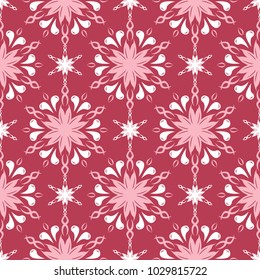 Red and beige floral seamless pattern. Pale red colored background for wallpapers and textile