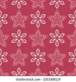 Red and beige floral seamless pattern. Pale red colored background for wallpapers and textile