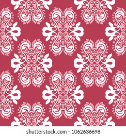 Red and beige floral seamless pattern. Pale red colored background for wallpapers and textile