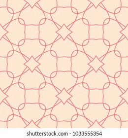 Red and beige geometric ornament. Seamless pattern for web, textile and wallpapers
