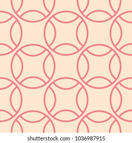 Red and beige geometric ornament. Seamless pattern for web, textile and wallpapers