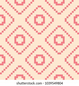 Red and beige geometric ornament. Seamless pattern for web, textile and wallpapers
