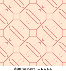 Red and beige geometric ornament. Seamless pattern for web, textile and wallpapers