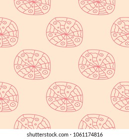 Red and beige geometric ornament. Seamless pattern for web, textile and wallpapers