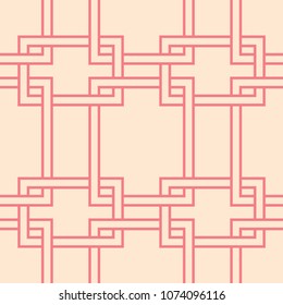 Red and beige geometric ornament. Seamless pattern for web, textile and wallpapers