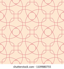Red and beige geometric ornament. Seamless pattern for web, textile and wallpapers