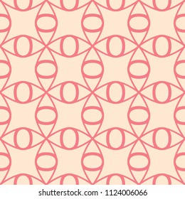 Red and beige geometric ornament. Seamless pattern for web, textile and wallpapers
