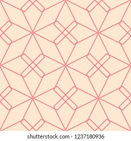 Red and beige geometric ornament. Seamless pattern for web, textile and wallpapers