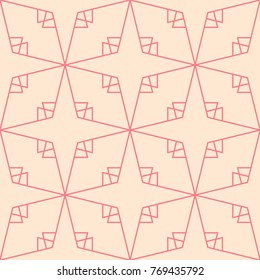 Red and beige geometric ornament. Seamless pattern for web, textile and wallpapers