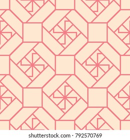 Red and beige geometric print. Seamless pattern for web, textile and wallpapers