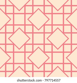 Red and beige geometric print. Seamless pattern for web, textile and wallpapers