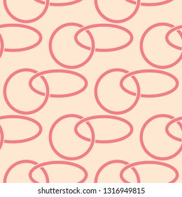 Red and beige geometric round print. Seamless background