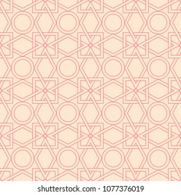 Red and beige geometric seamless pattern for web, textile and wallpapers