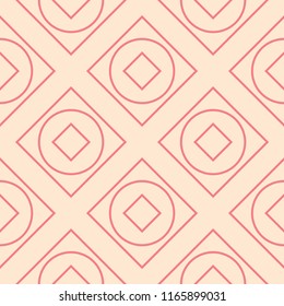 Red and beige geometric seamless pattern for web, textile and wallpapers