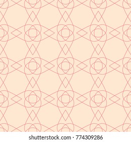 Red and beige geometric seamless pattern for web, textile and wallpapers