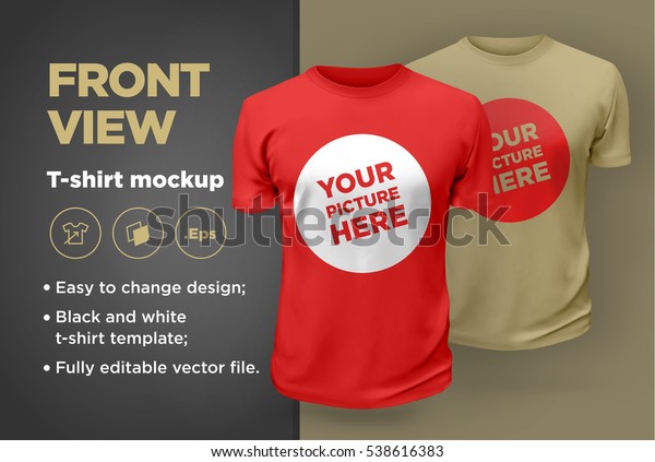 Download Red Beige Mens Tshirt Realistic Mockup Stock Vector ...