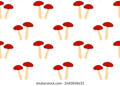 Red and beige mushrooms on white, perfect for wrapping paper, autumn design, and eco branding