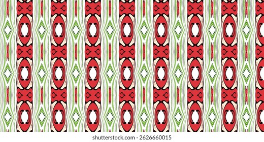 Red and Beige Ornamental Seamless Pattern with Soft Grid Background