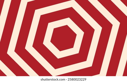 Red and beige radial hexagon geometry background